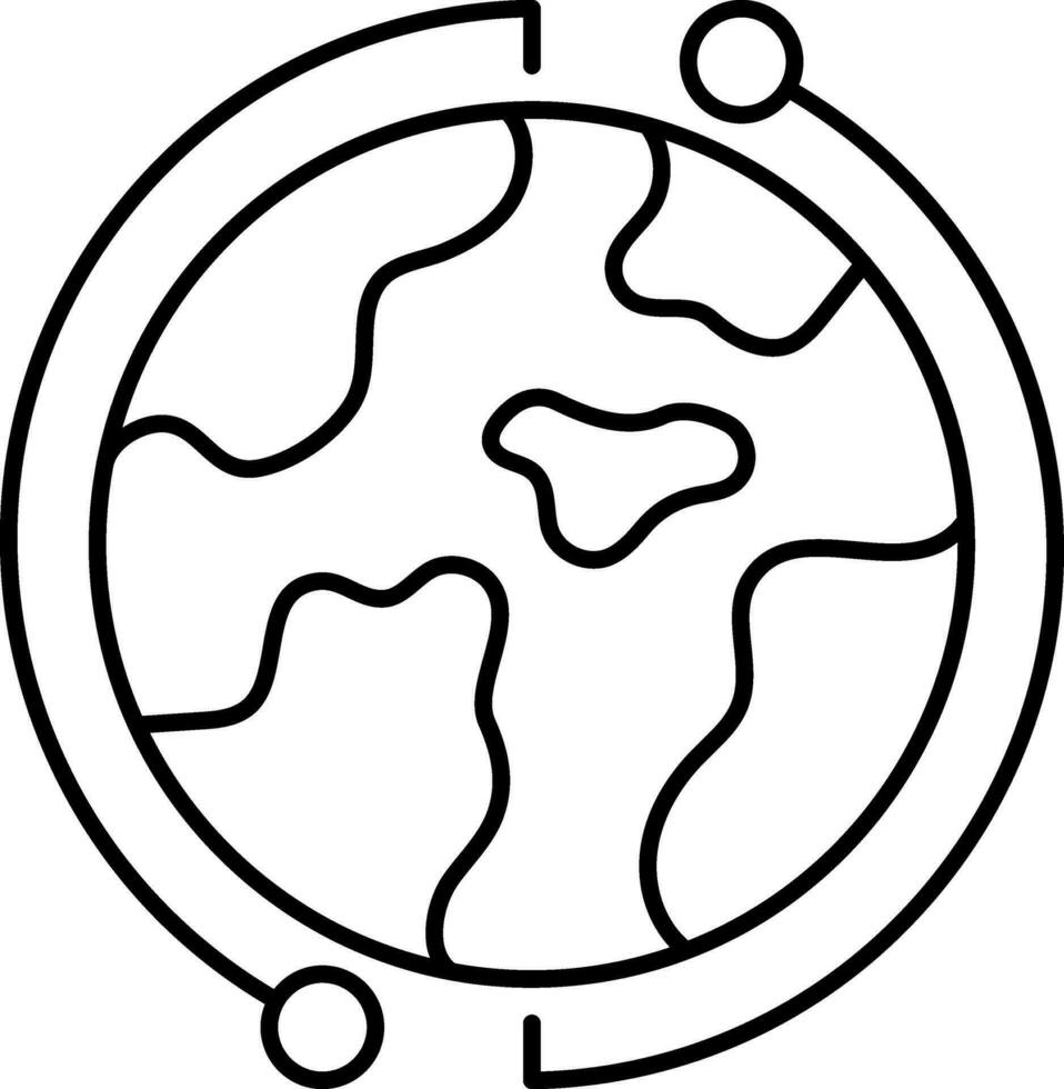 Refresh Globe Icon In Black Line Art. vector