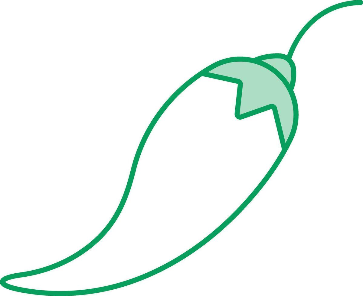 Flat Style Chilli Icon In Green And White Color. vector