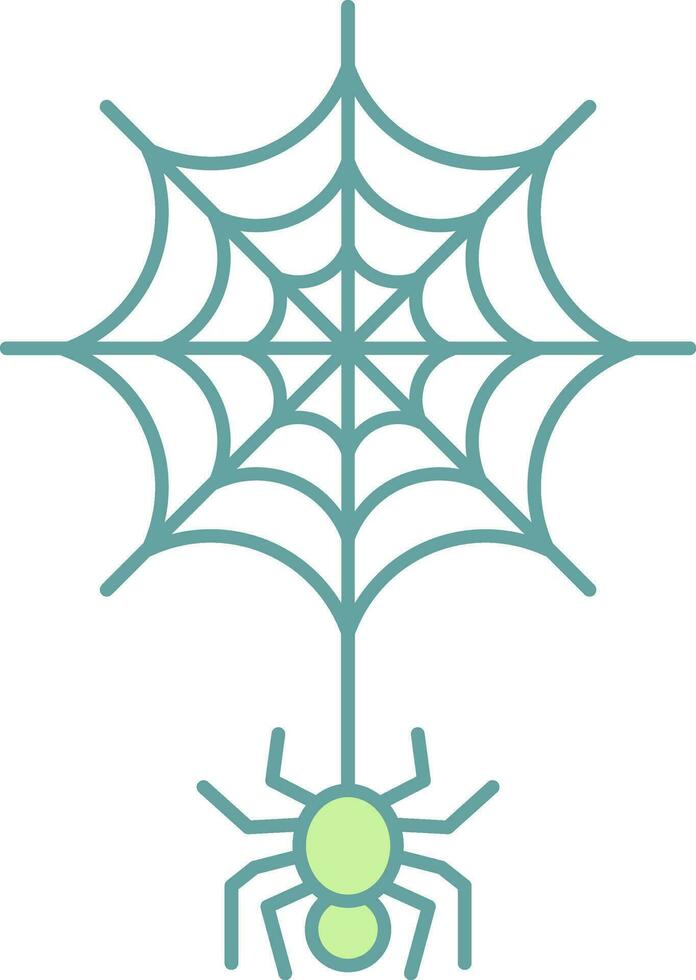 Spider web Icon In Green And White Color. vector