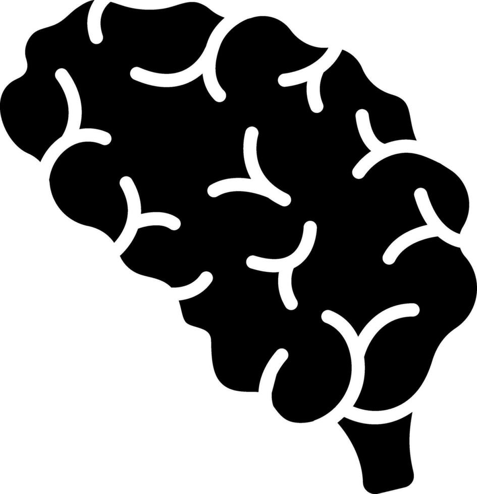 negro y blanco ilustración de cerebro icono. vector