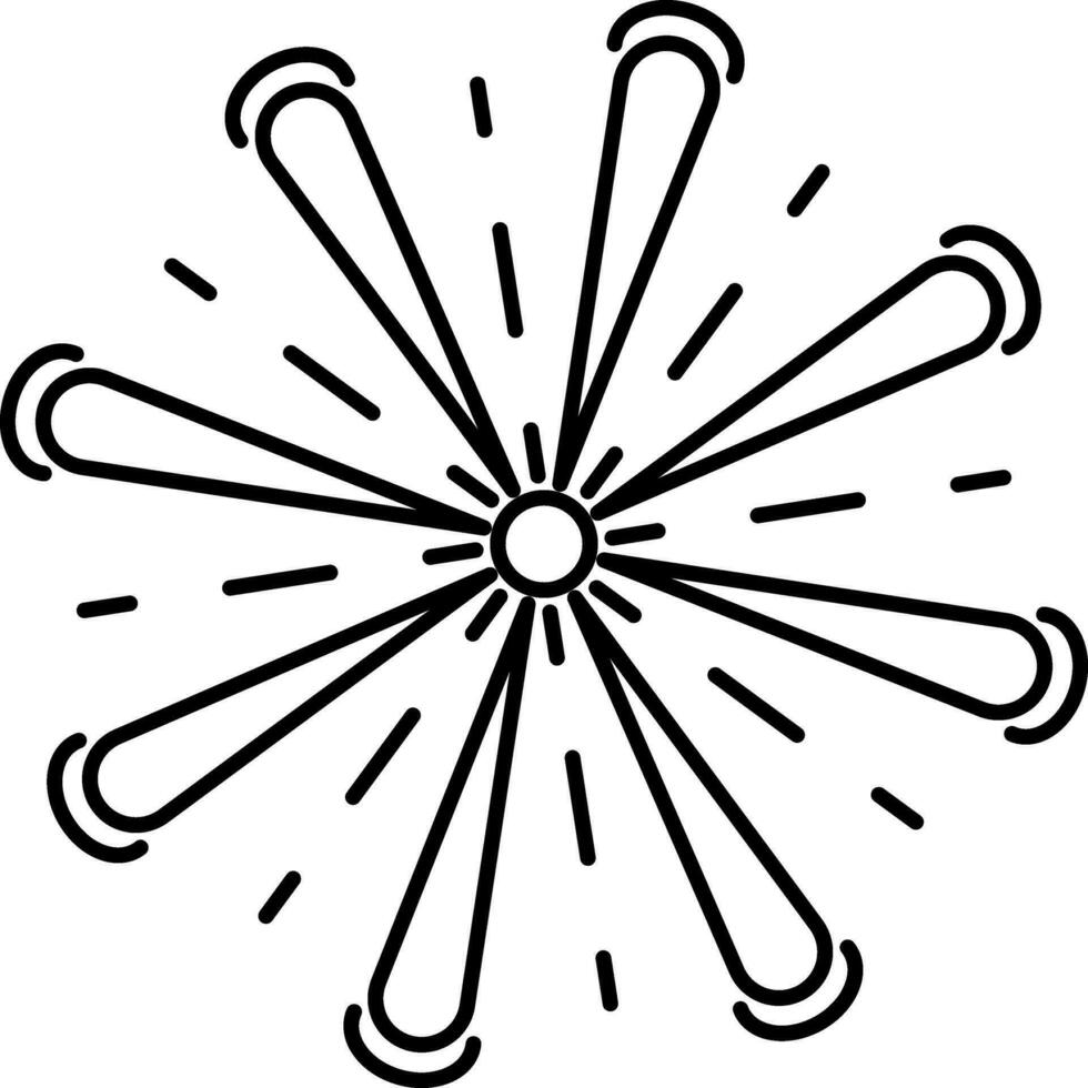 Firework Icon In Black Line Art. vector