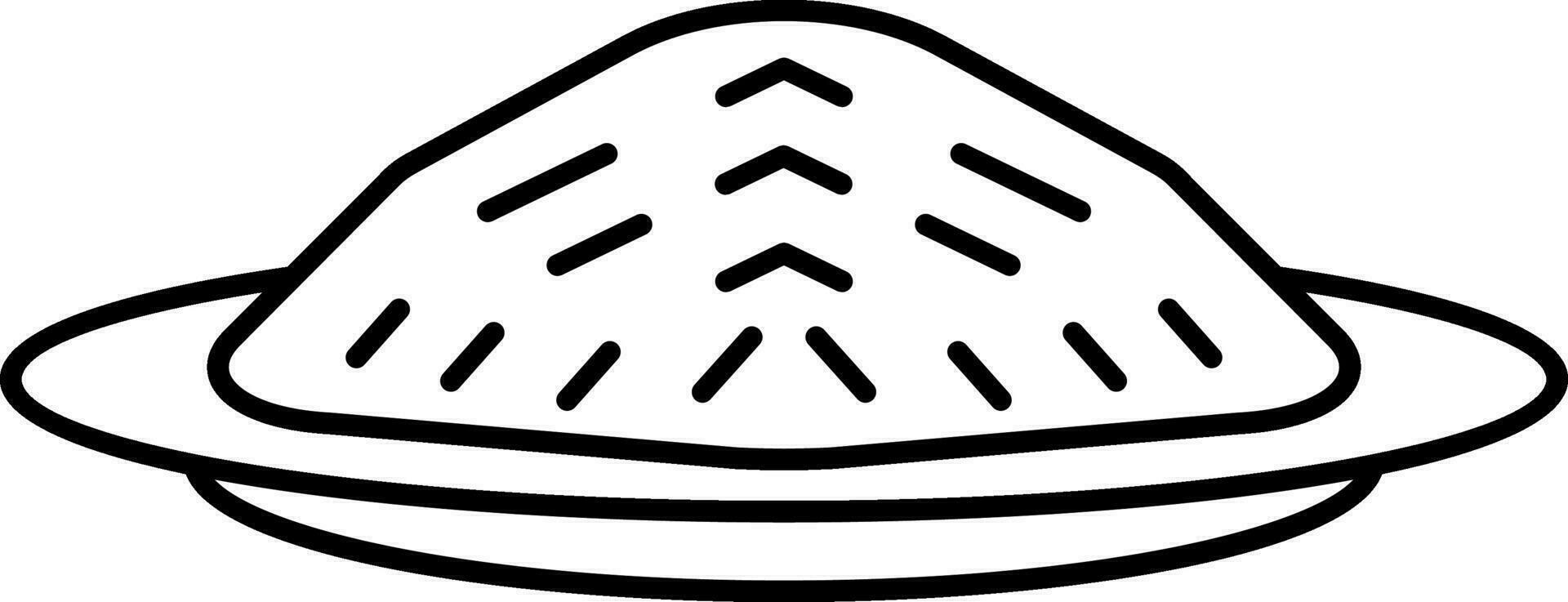 Linear Style Rice In Plate Icon. vector