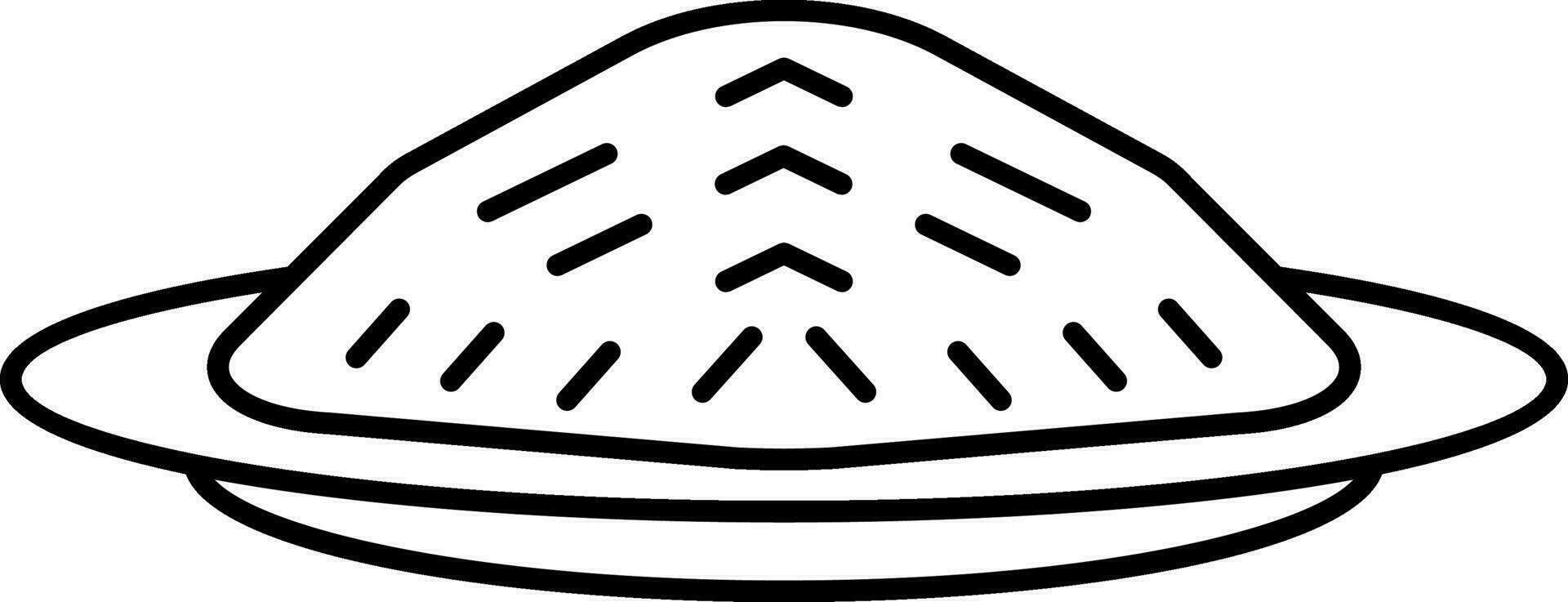 Linear Style Rice In Plate Icon. vector