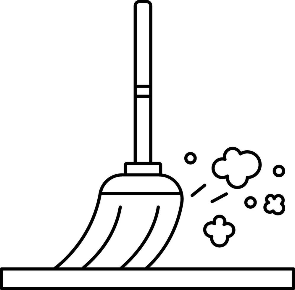 Isolated Mop Or Broom Icon In Stroke Style. vector