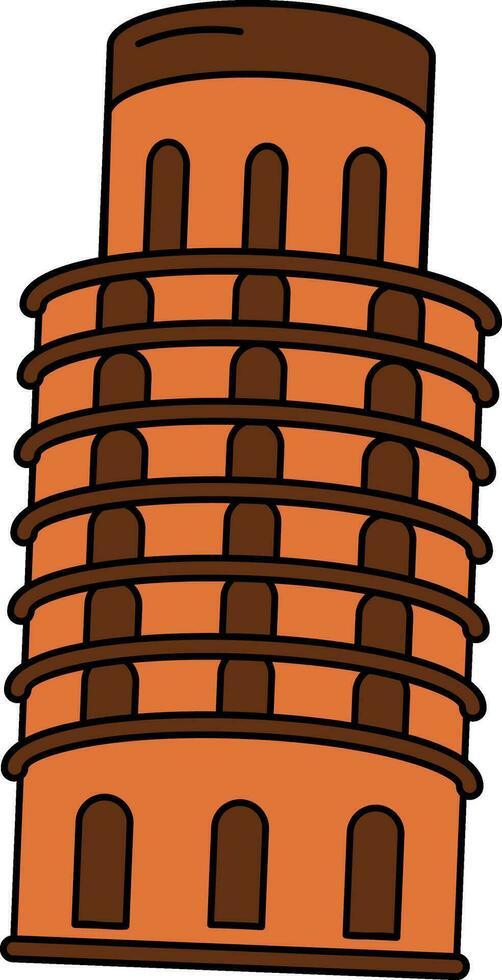 Tower of Pisa Icon In Orange And Brown Color. vector