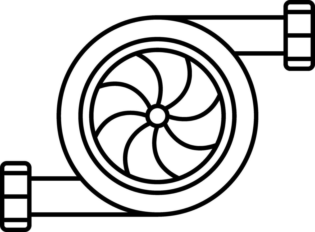 Turbocharger Icon In Black Outline. vector