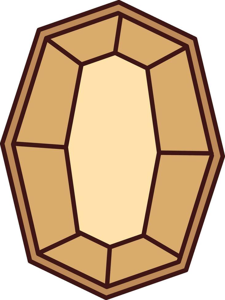 Crystal Stone Icon In Brown Color. vector