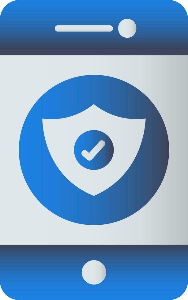 Blue Color Security Shield In Smartphone Icon. vector