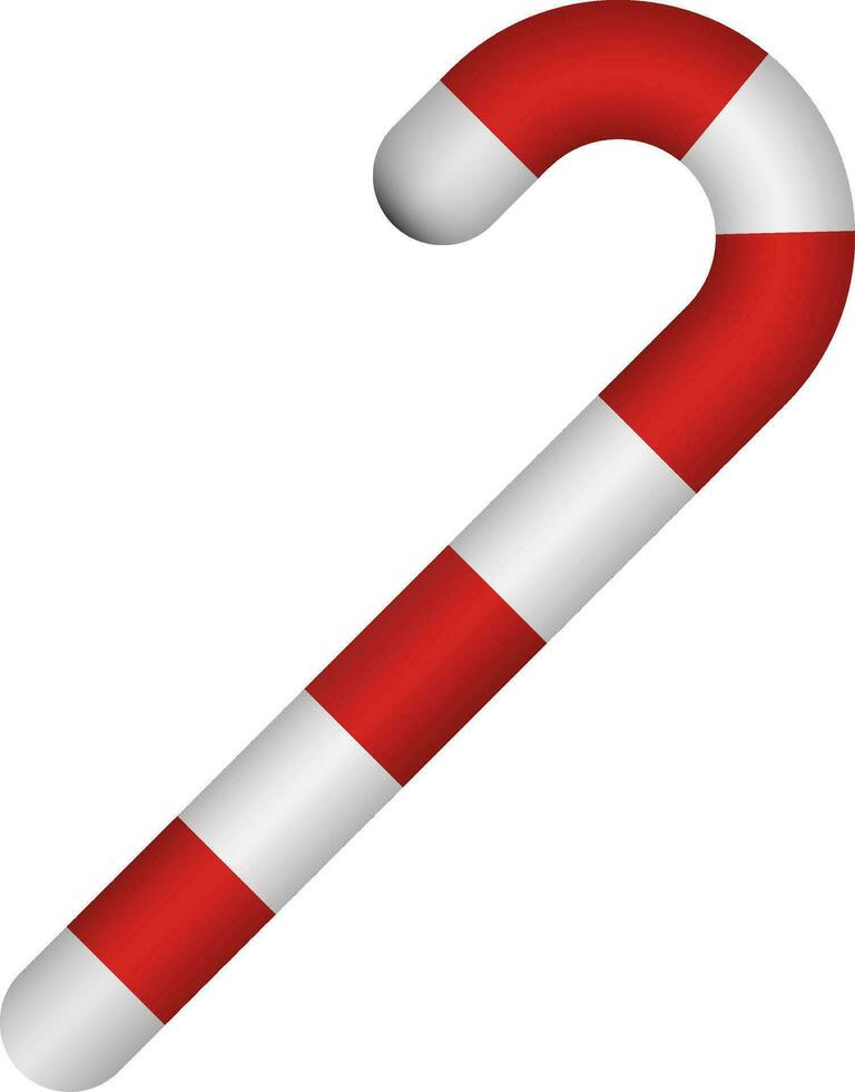 Realistic Candy Cane Element In White And Red Color. vector