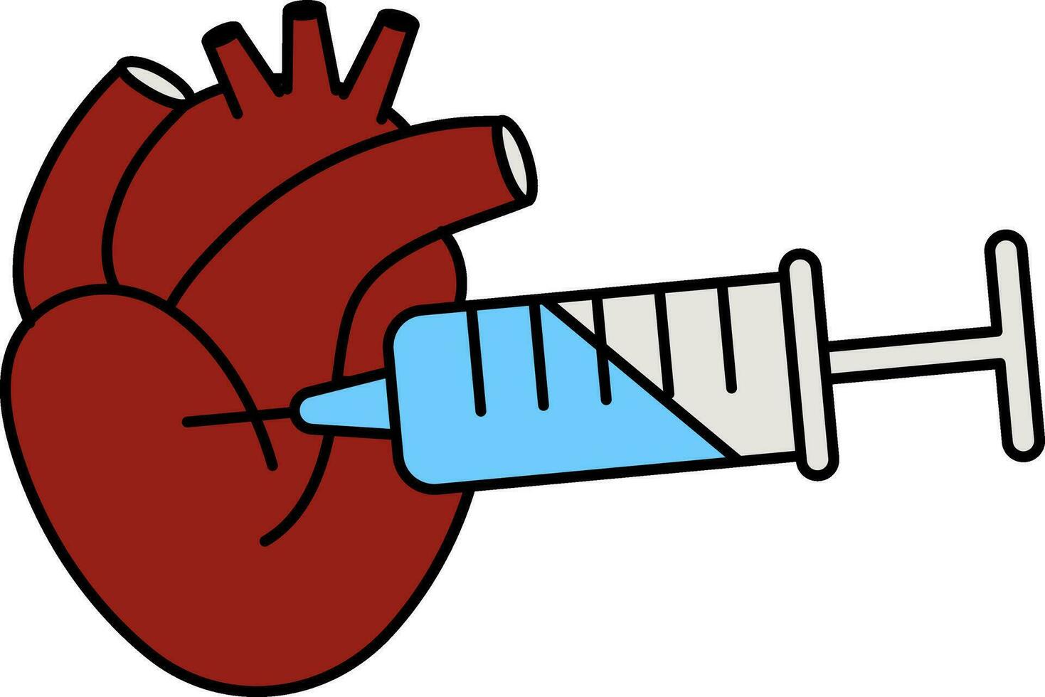 Heart Injection Icon In Red And Blue Color. vector