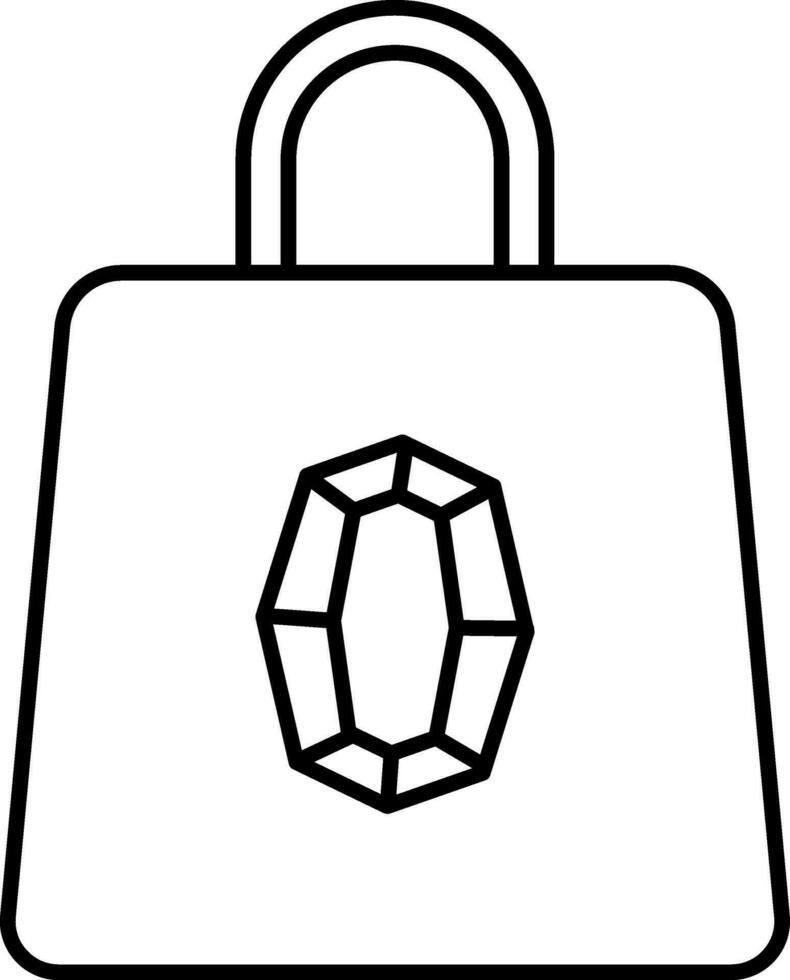 Carry Bag With Crystal Stone Symbol Icon In Flat Style. vector