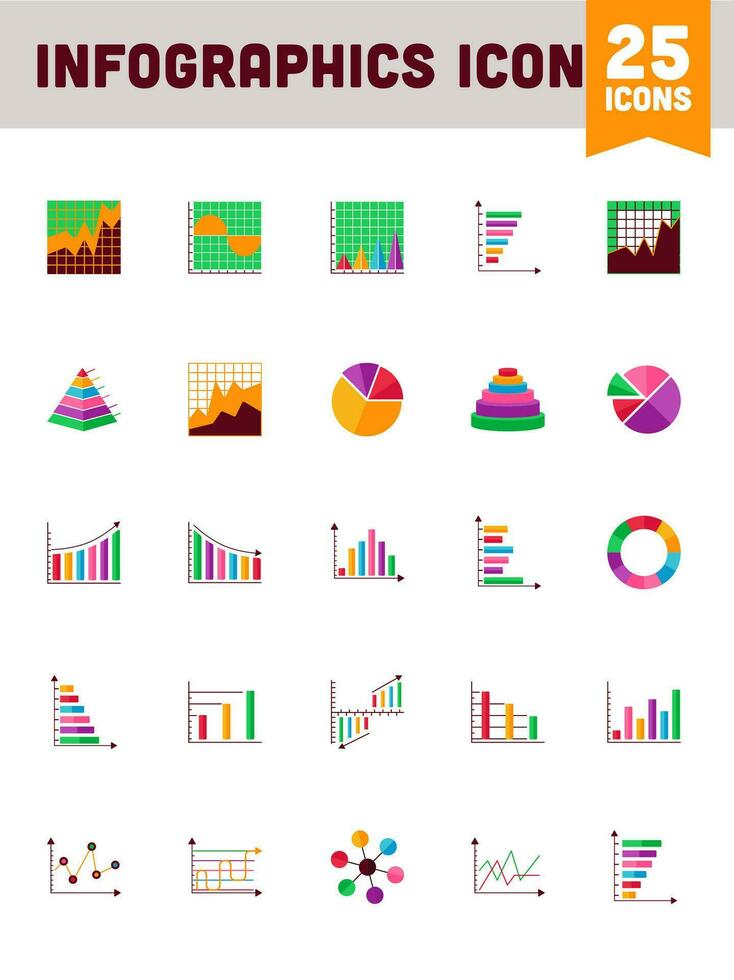 Colorful Infographics Icon Set On White Background. vector
