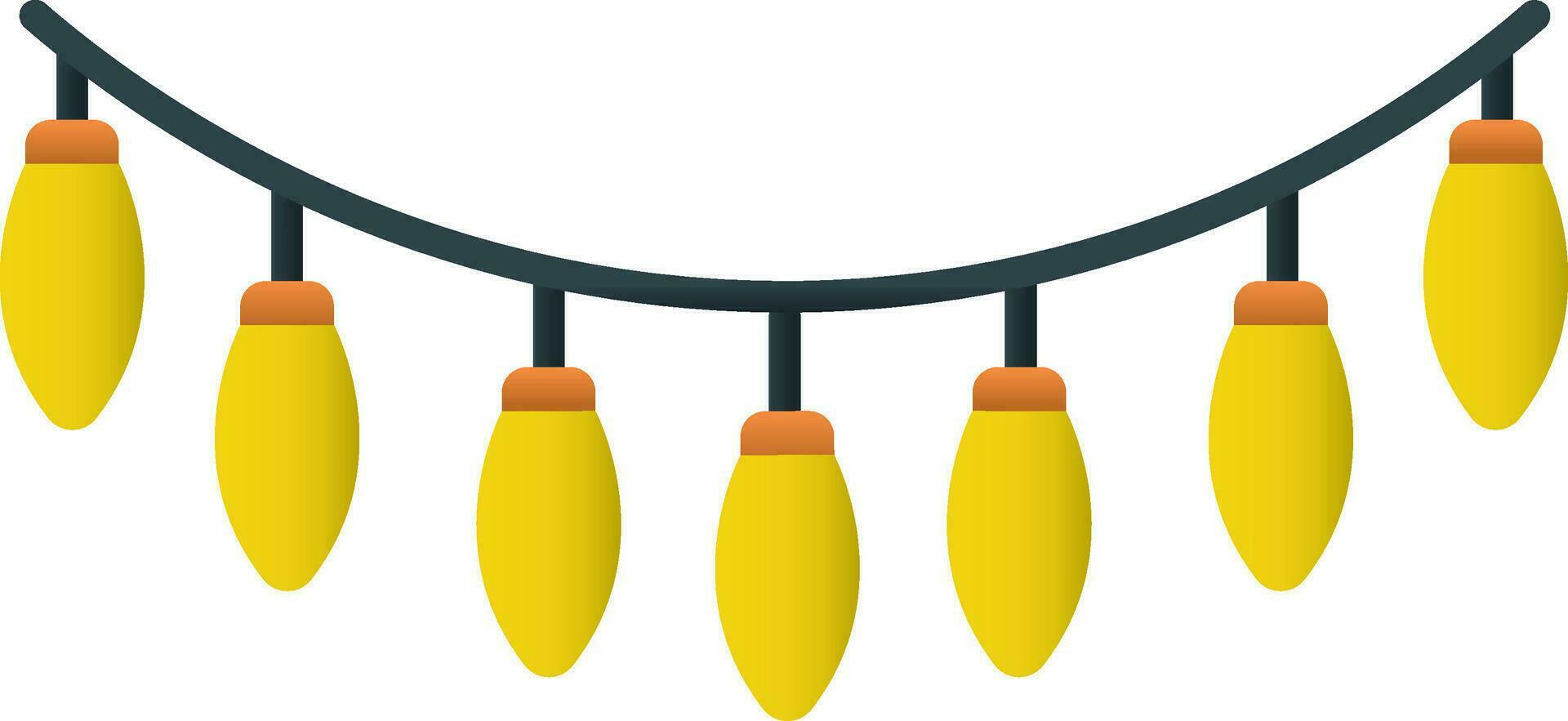 Yellow String Lights Icon In Flat Style. vector