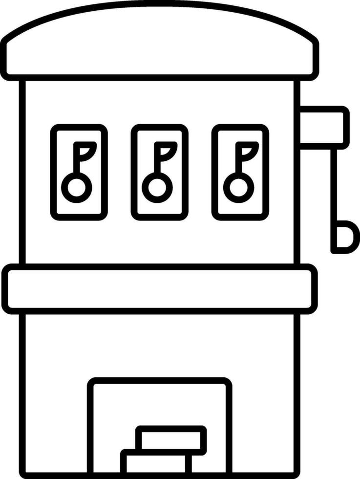 Slot Machine Icon In Black Outline. vector