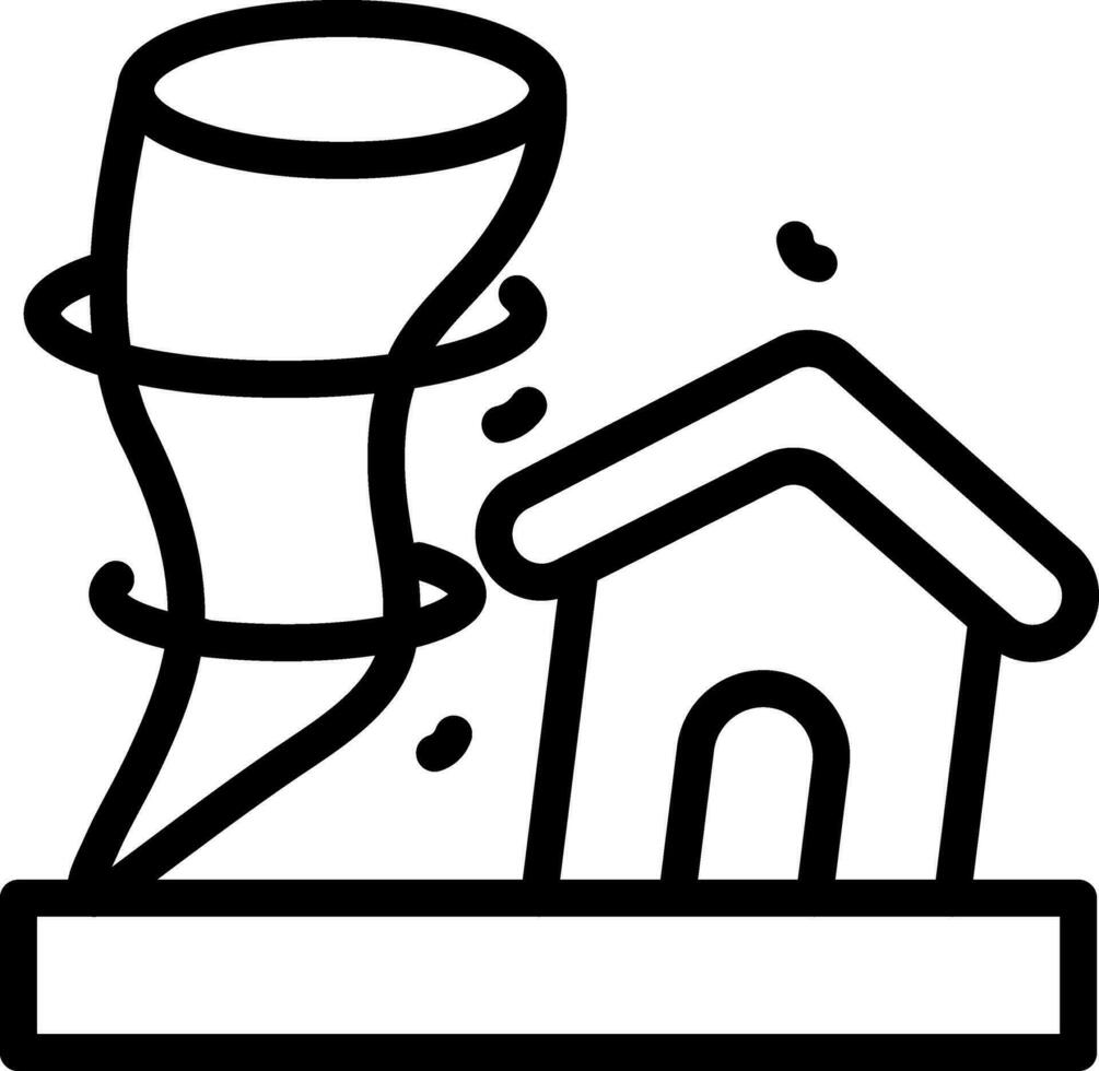 Isolated Hurricane or Tornado Home Icon in Line Art. vector