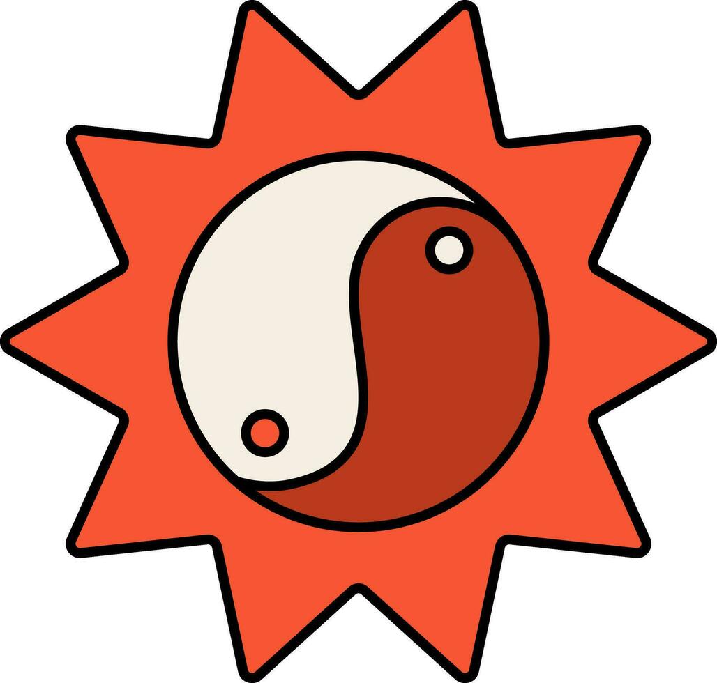 yin y yang icono o símbolo en naranja y blanco color. vector