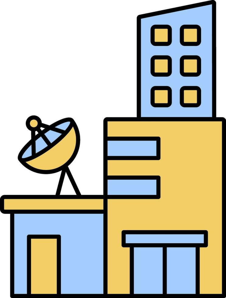 Modern Hotel Or Building Icon In Blue And Yellow Color. 25077382 Vector