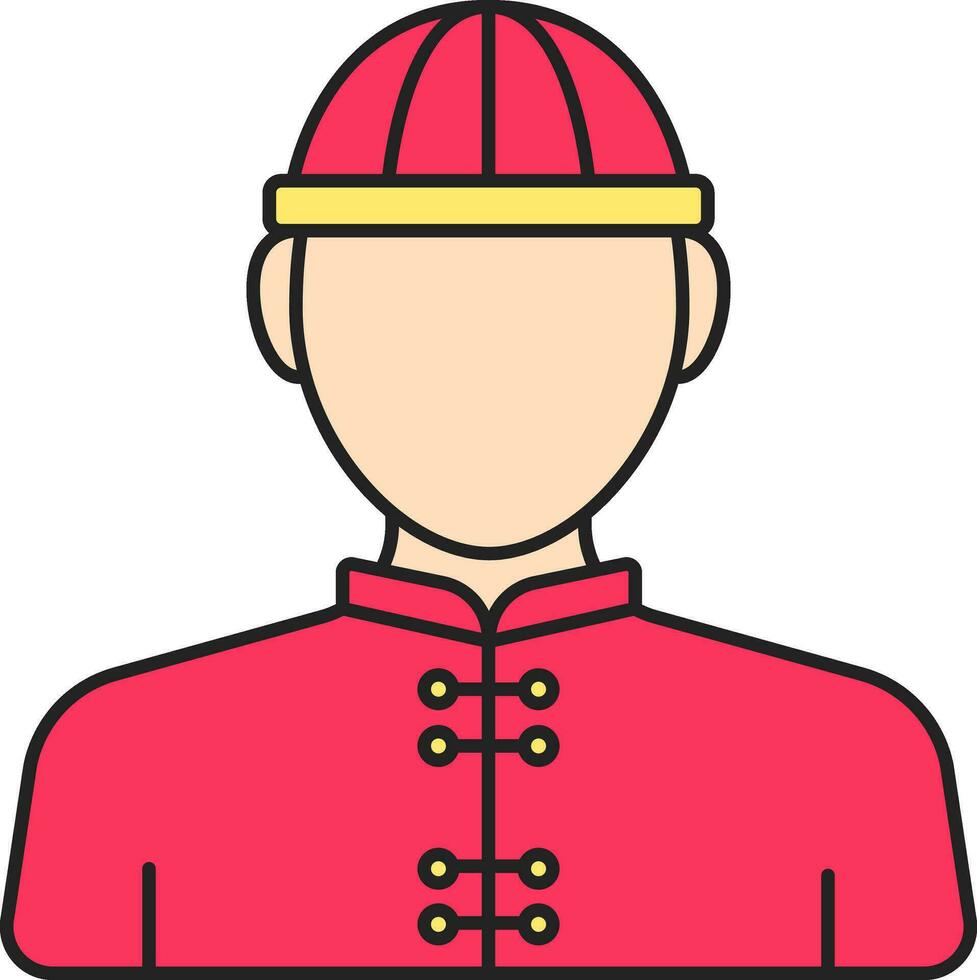 Faceless Chinese Man Wearing Traditional Dress Flat Icon. vector