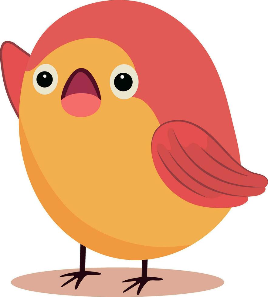 Cute Bird Character Icon In Orange Color. vector