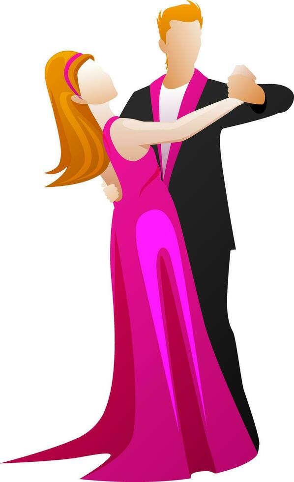 Cartoon dancing couple in valentine day. vector