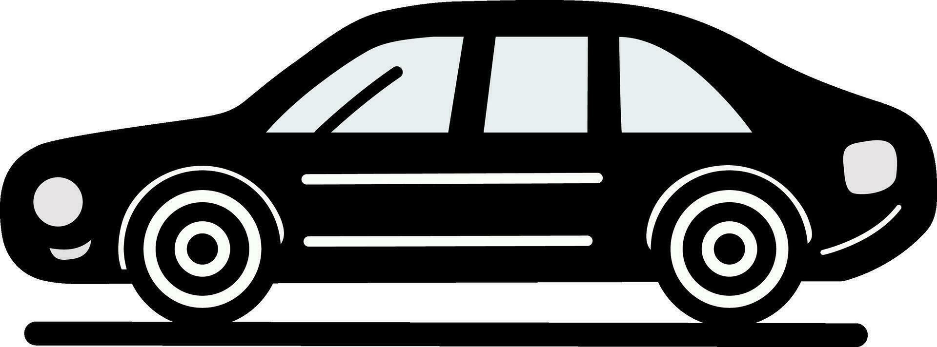 Isolated Flat Car Icon In Black And White Color. vector