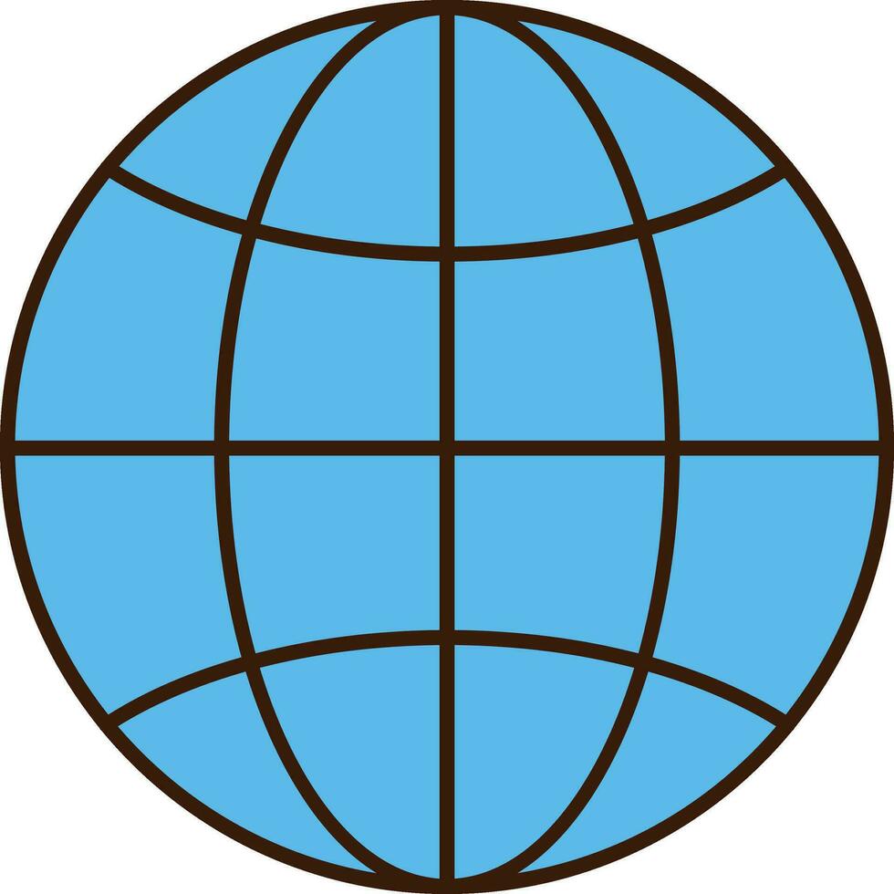 Blue Globe Icon In Flat Style. vector