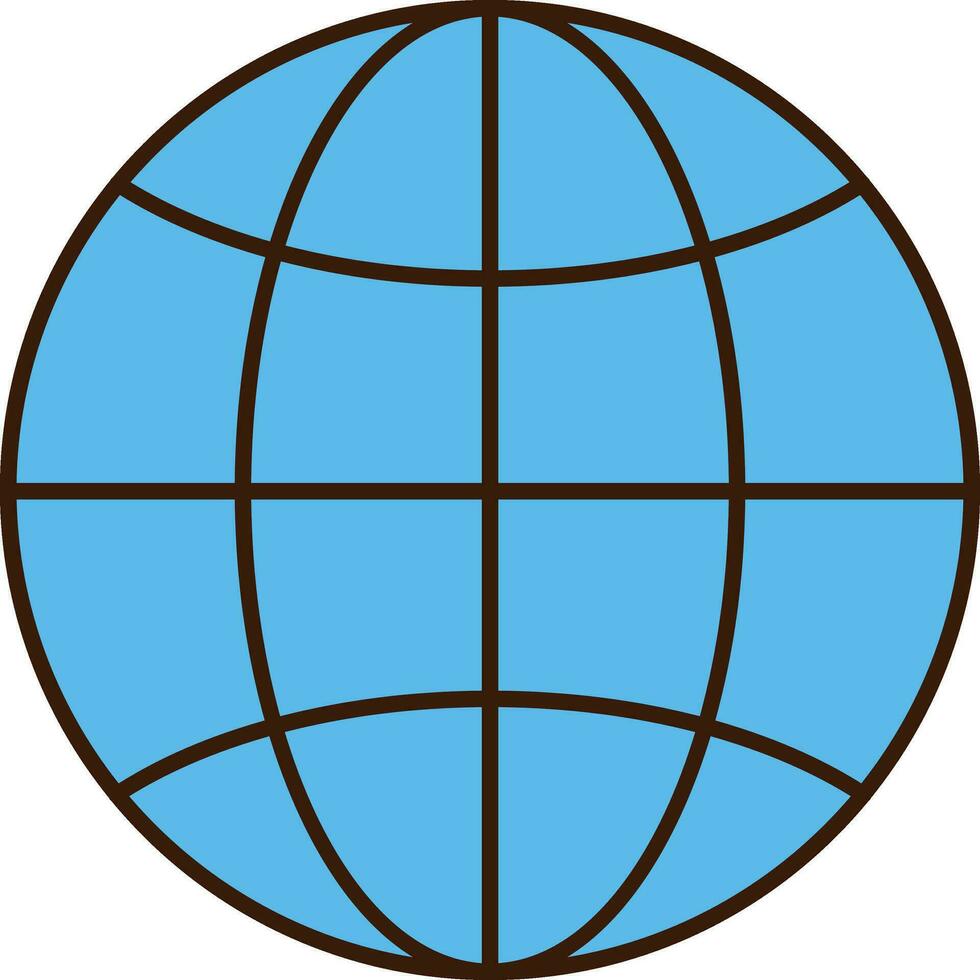 Blue Globe Icon In Flat Style. vector