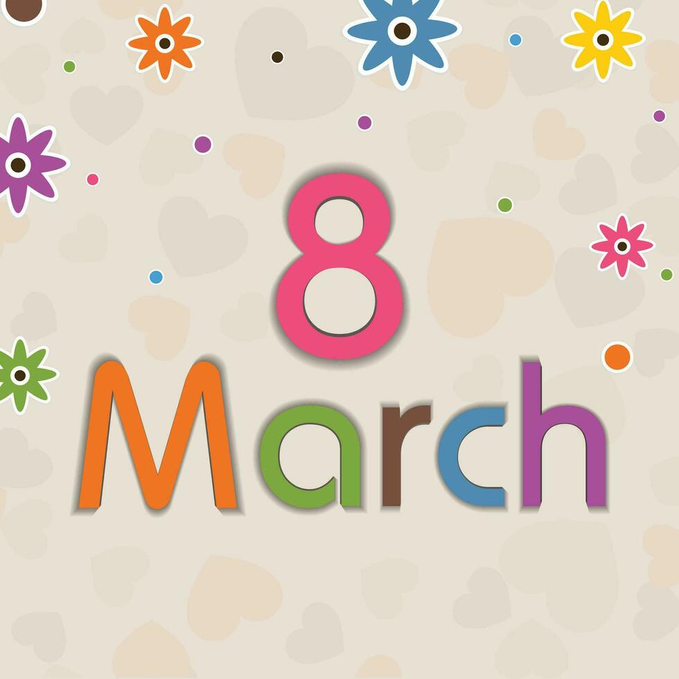 Happy Women's Day celebration text 8 March on shiny background. vector