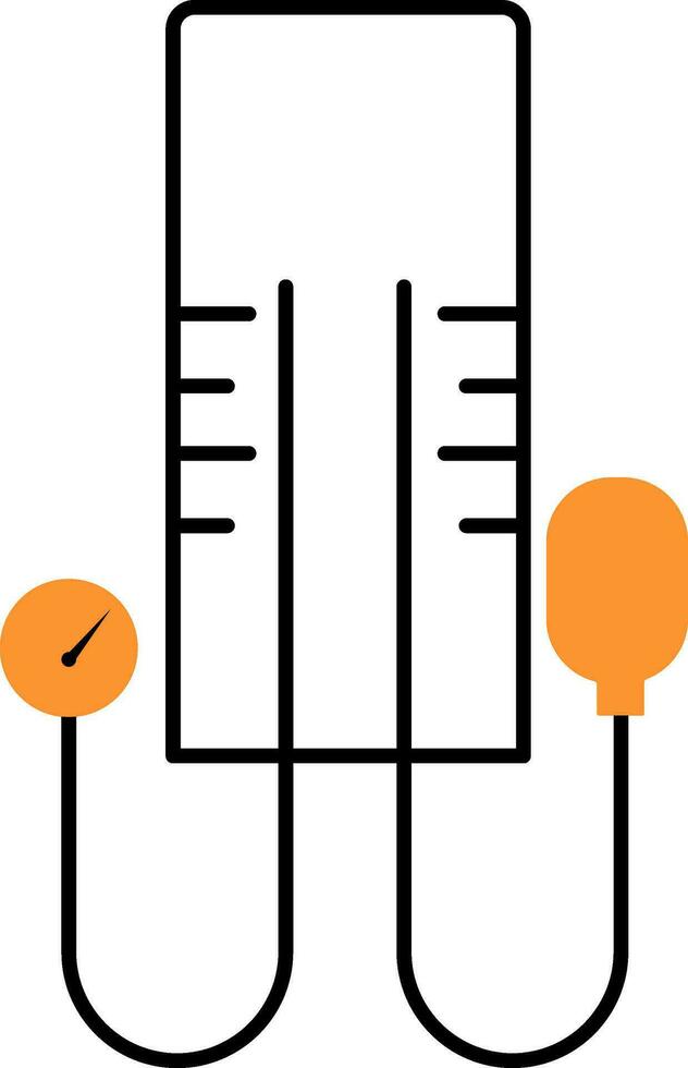 Flat Bp Machine Icon In Black And Orange Color. vector