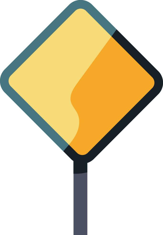 Yellow Diamond Shape Sign Board Icon In Flat Style. vector