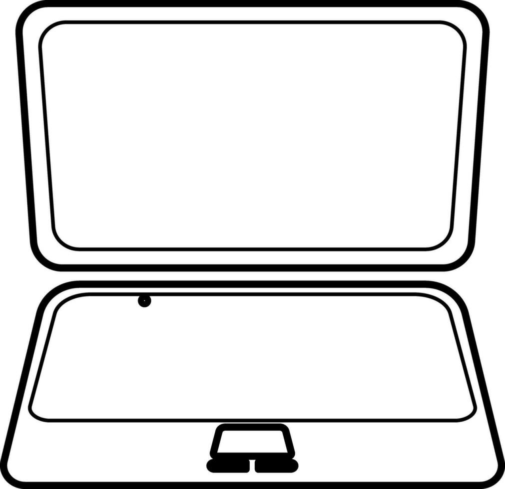 Black line art laptop in flat style. vector