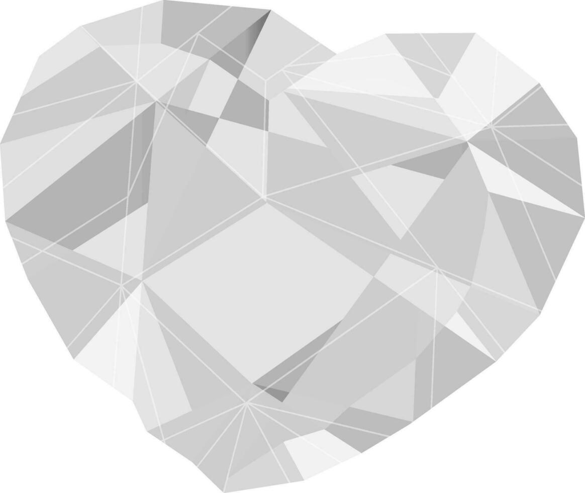 Grey Geometric Triangle Heart Shape Flat Vector. vector