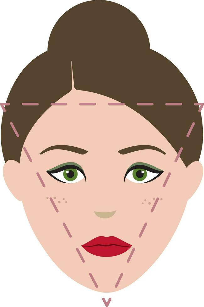 Triangle Face Shape Young Female Character Icon In Flat Style. vector