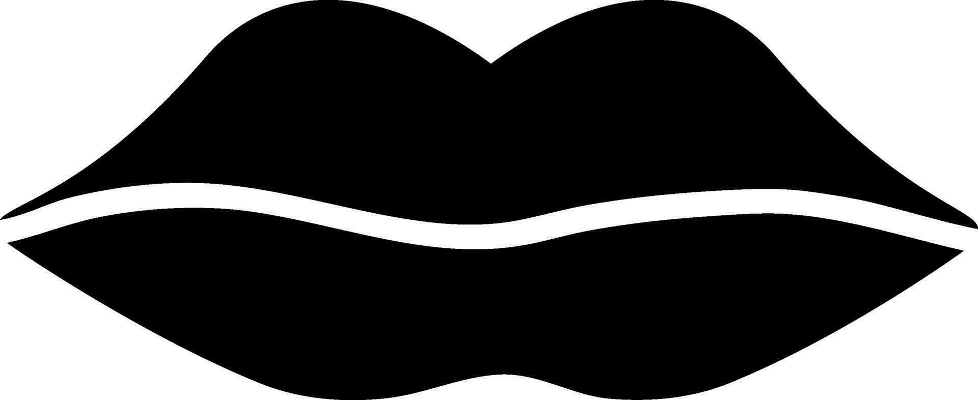 Glyph icon of lips in black color. vector