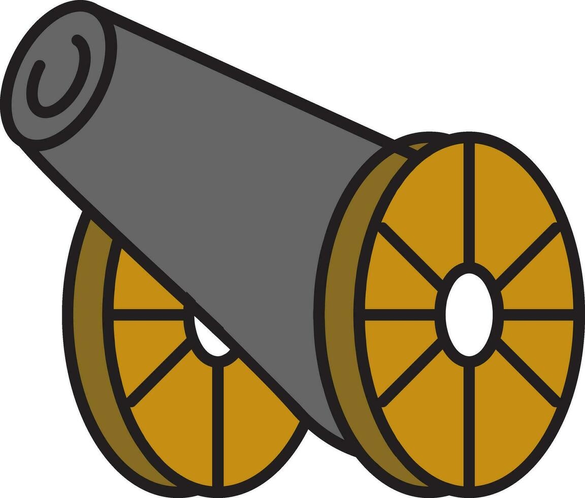 Cannon icon in gray and brown color. vector