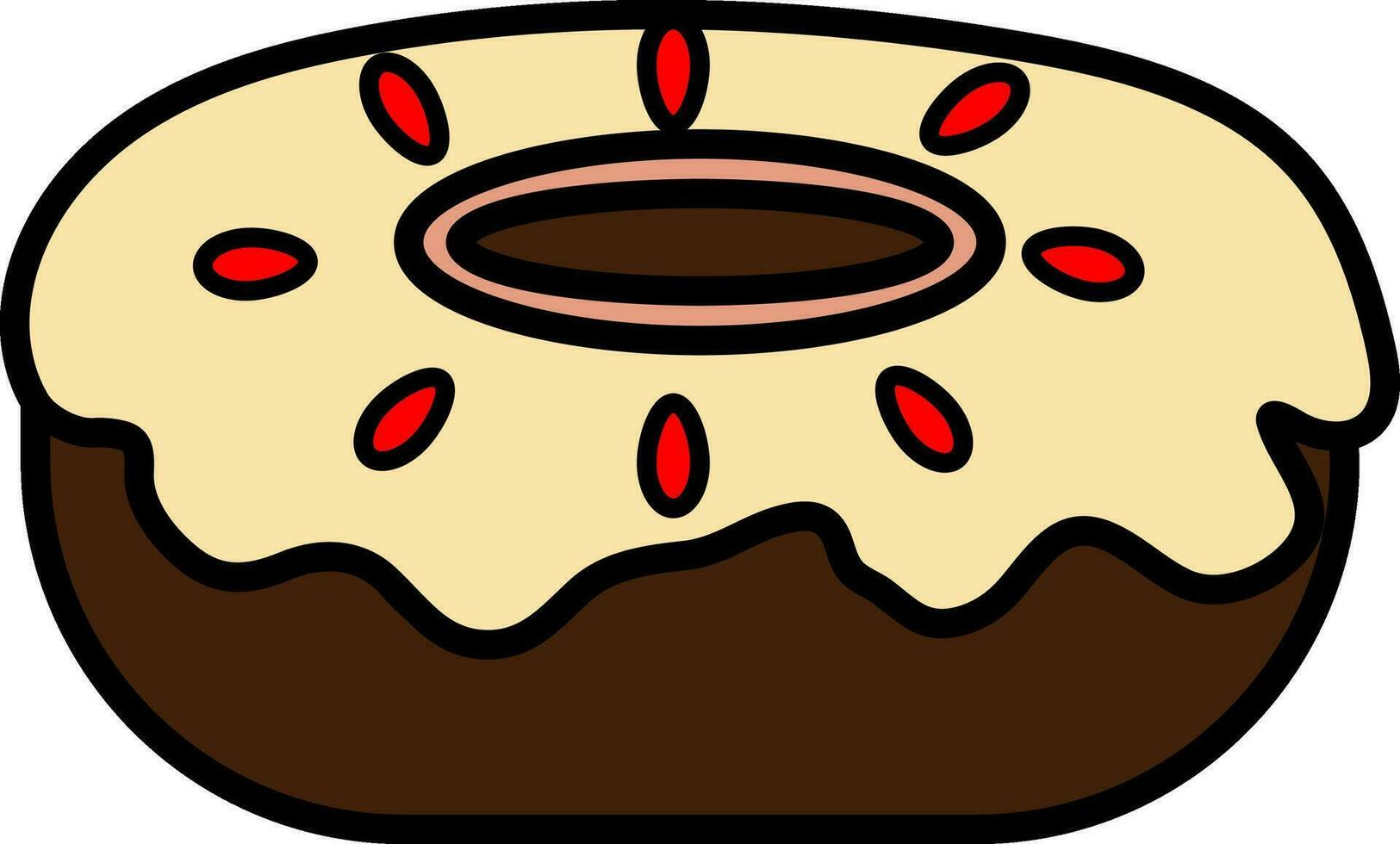 Brown donut in flat style. vector