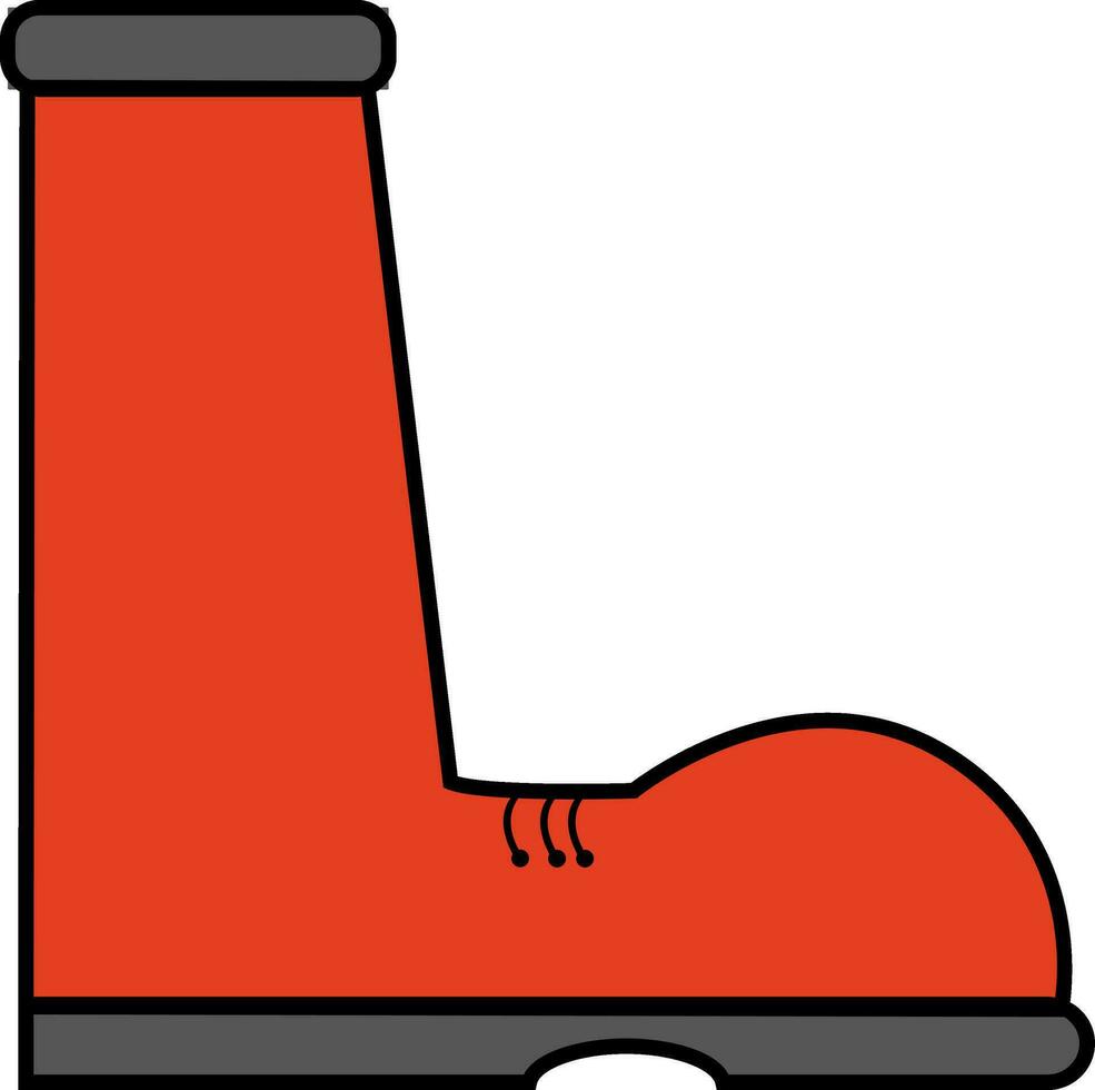 Fire fighter boot in orange and gray color. vector