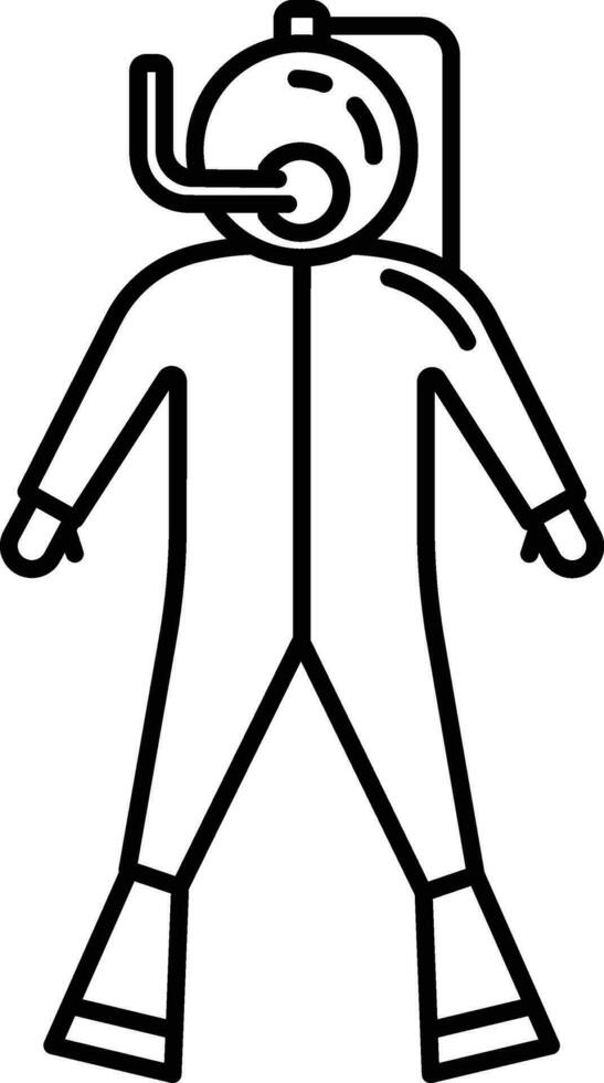 Black Outline Scuba Diving Icon Or Symbol. vector