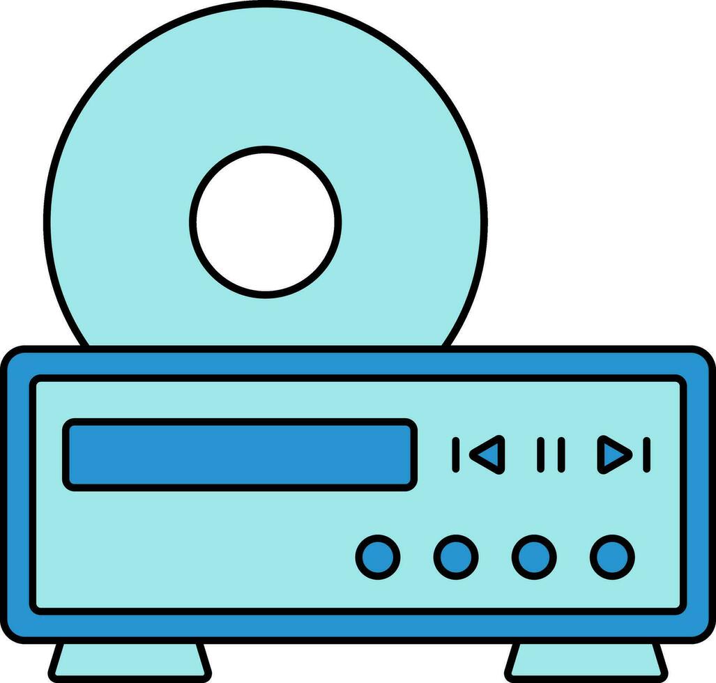 DVD Player Icon In Blue Color. vector