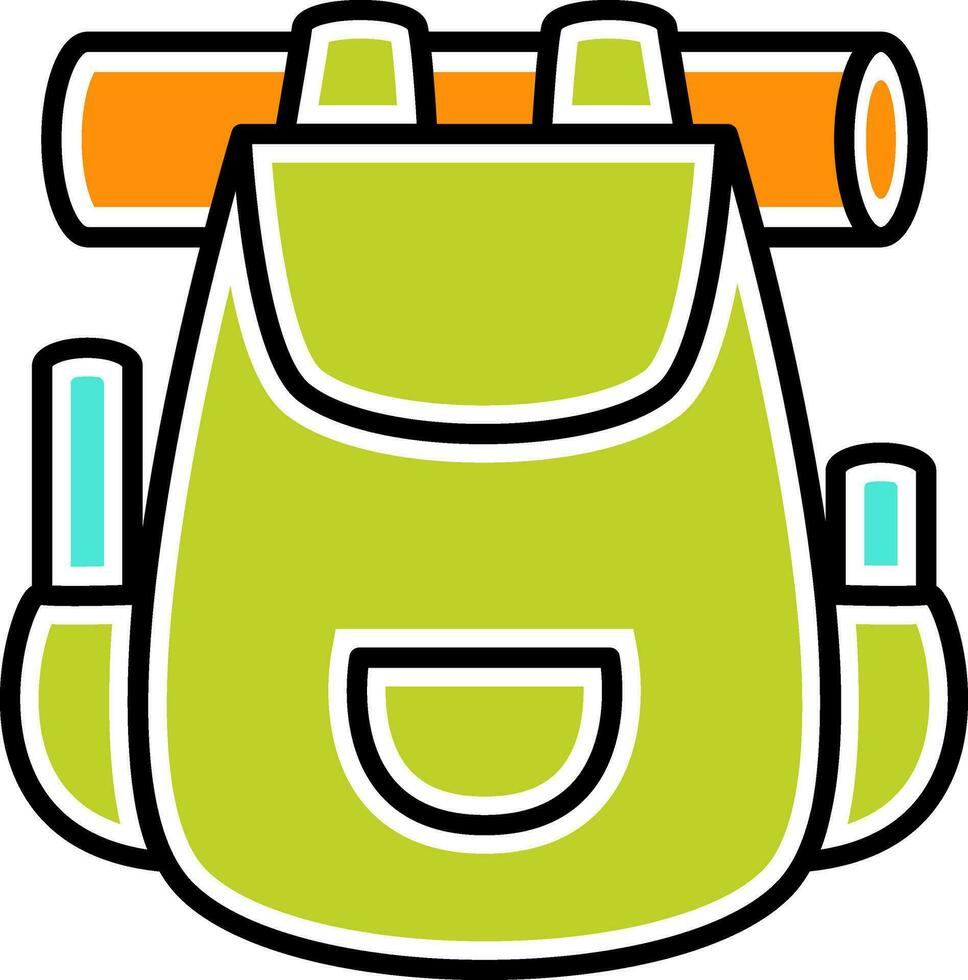 Green And Orange Backpack Icon. vector