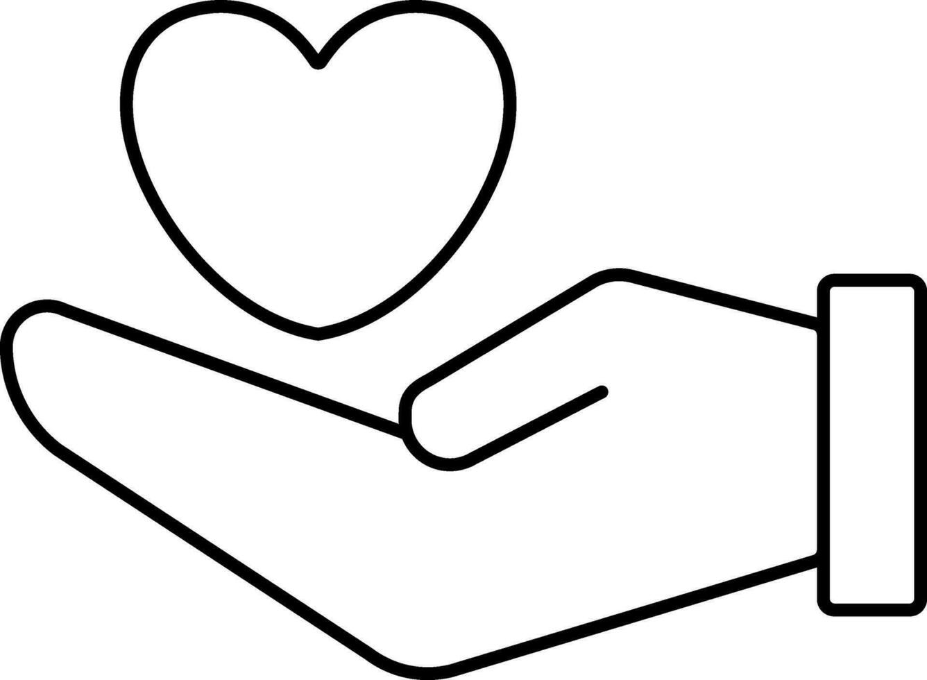 Heart Care Or Donate Icon In Black Line Art. vector