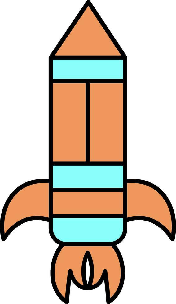 Isolated Rocket Icon in Cyan and Orange Color. vector