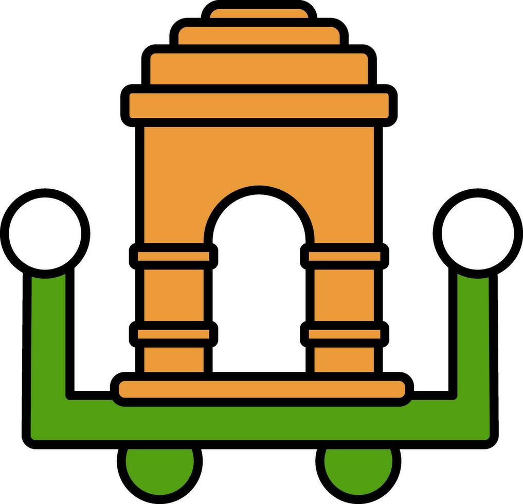 India portón icono en plano estilo. vector