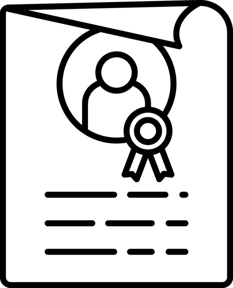 User Certificate Icon In Black Outline. vector