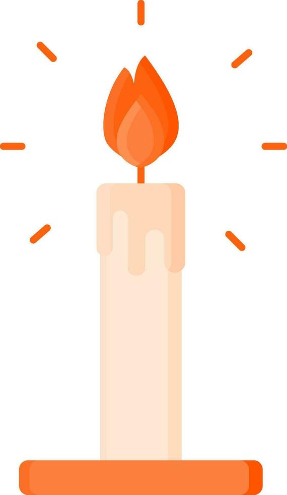 Illustration Of Burning Candle Icon In Orange Color. vector