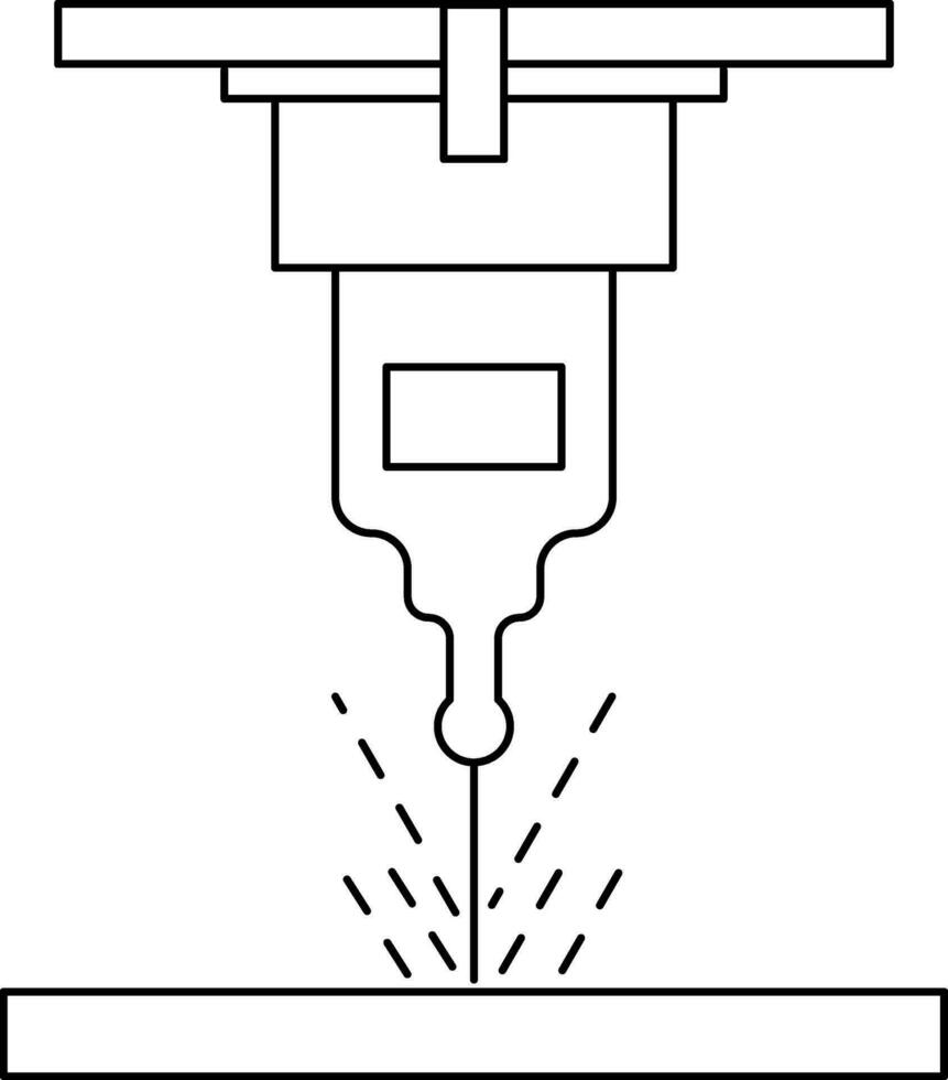 Jackhammer Icon in Black Line Art. vector