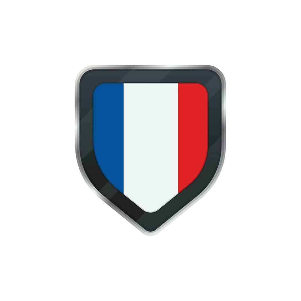 France flag on grey shield. vector