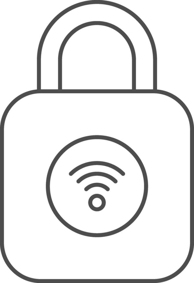 Padlock Icon In Black Line Art. vector