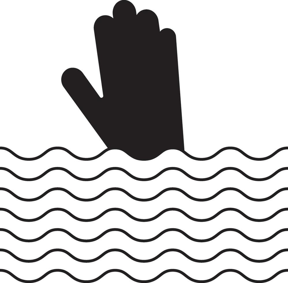 black and white drowning in flat style. vector