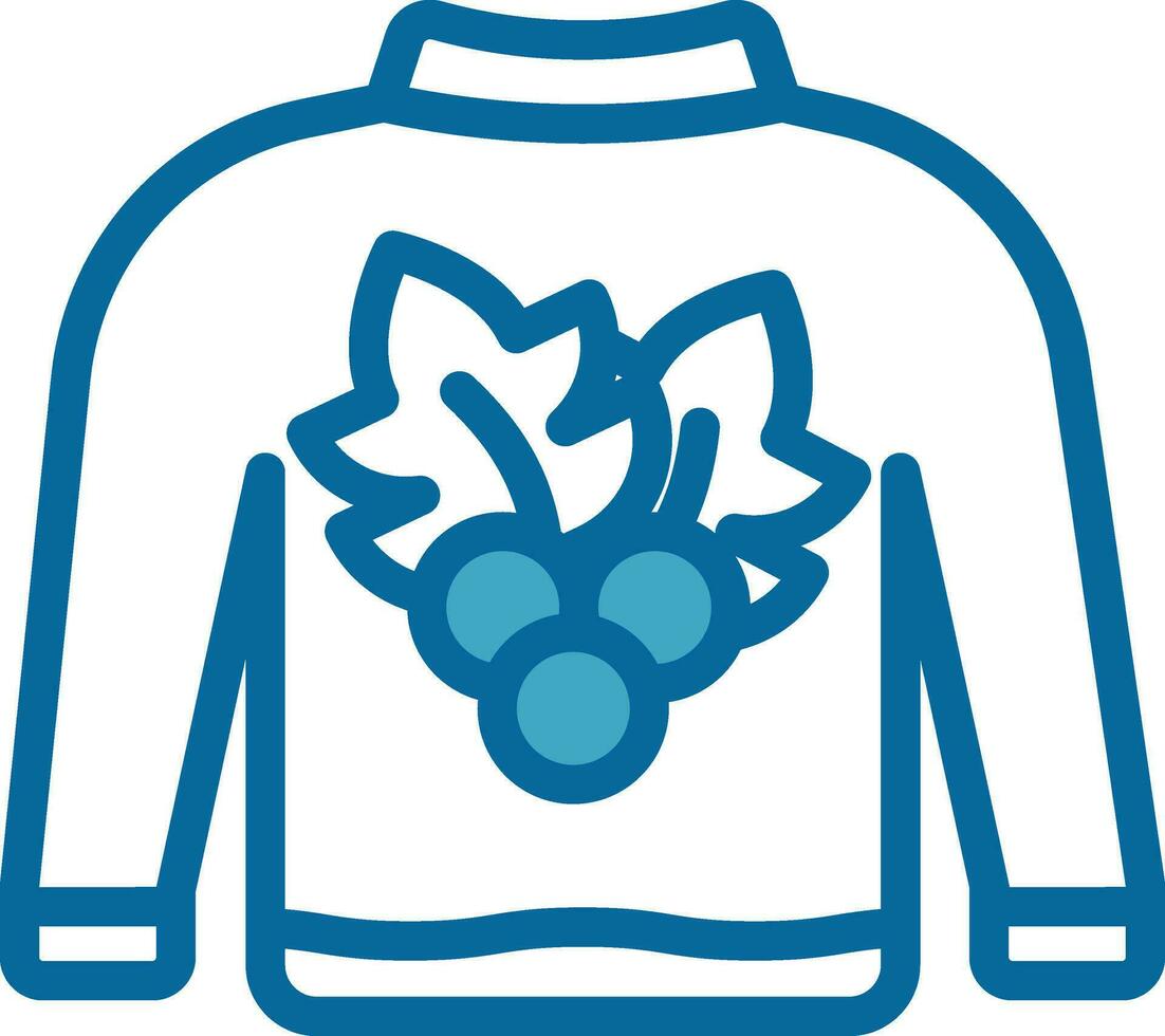 Blue And White Color Sweater Icon In Flat Style. vector